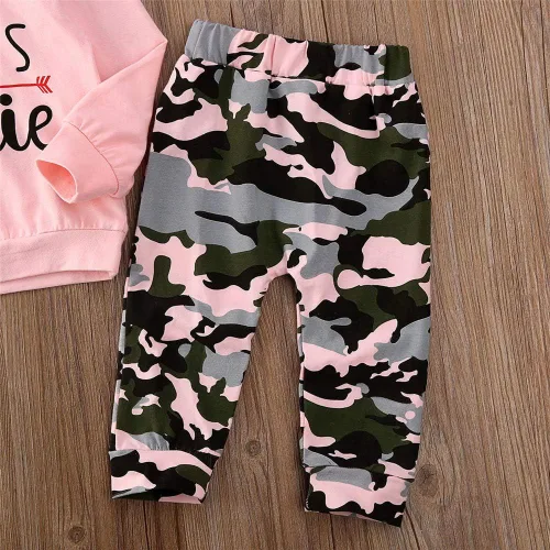 Miniatura 31 de FYBITBO 2 piezas de ropa de otoño e invierno para bebé niña, sudadera con capucha y pantalones de camuflaje, conjuntos de ropa