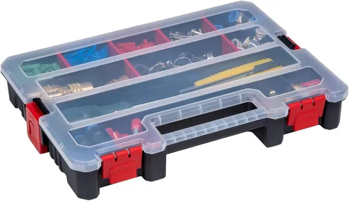 Miniatura 3 de Paquete de 2 cajas organizadoras de piezas pequeñas, organizador apilable de almacenamiento de accesorios con 20 compartimentos y divisores, a.