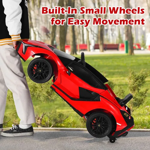 Miniatura 9 de INFANS Lamborghini Sian - Automóvil de 12 V para niños, control remoto para padres, suspensión de resorte, reproductor MP3, automóvil eléctrico
