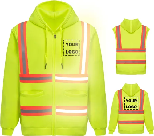 Miniatura 5 de Hi Vis - Sudadera de seguridad con capucha y manga extraíble, forro polar de alta visibilidad, chaqueta de trabajo Negro - Estilo 4