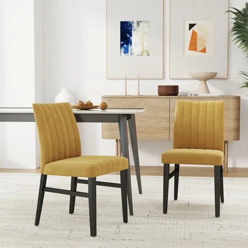 Miniatura 13 de Roundhill Furniture Wendell - Juego de 2 sillas de comedor tapizadas contemporáneas, color azul
