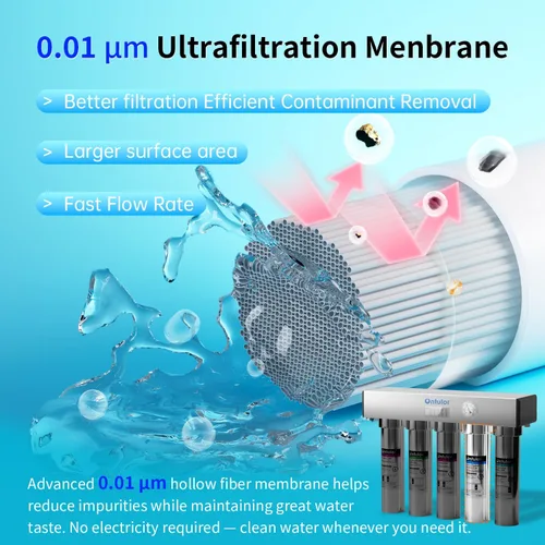 Miniatura 3 de Ontulor S2OP-U1 Sistema de filtro de agua para debajo del fregadero, sistema de filtración sin tanque de acero inoxidable de 0.01 micrones