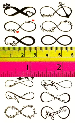 Juego de 3 hojas de mini tatuajes temporales infinitos pintura artística 3D tatuaje maquillaje cuerpo falso para hombres mujeres diseño decoraciones