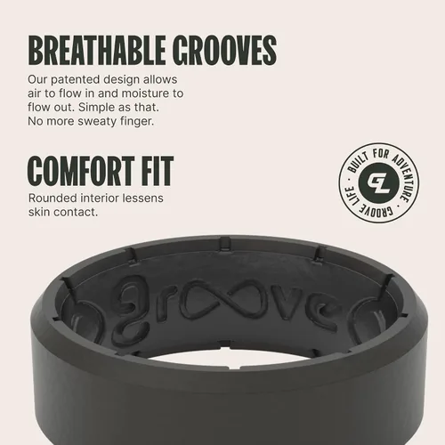 Miniatura 3 de Groove Life Edge Silicone Ring - Breathable Rubber Wedding Rings for Men, Lifetime Coverage, Unique Design, Comfort Fit Ring