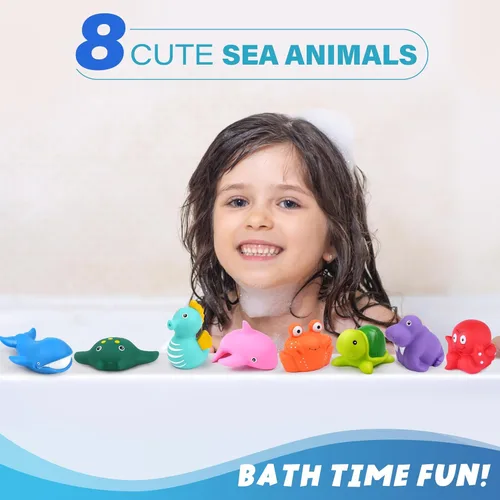 Miniatura 4 de LotFancy Juguete de baño, 8PCS juguetes de baño sin moho para niños de 1 a 3 años, juguetes de baño para bebés sin agujeros para niños pequeños de 2