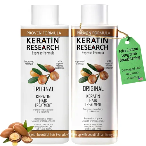 KERATIN RESEARCH Queratina brasileña para alisar y alisar el cabello, tratamiento profesional orgánico Resultados brillantes con aspecto natural