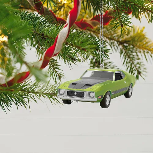 Miniatura 6 de Hallmark Keepsake Adorno navideño colgante 2023, Coches clásicos americanos 1973 Ford Mustang Mach 1 2023, Adorno de metal, Regalos