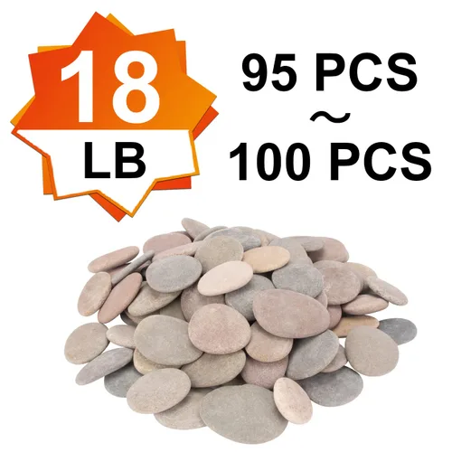 Miniatura 2 de Aproximadamente 100 piezas de rocas para pintar, 2.2"-3.5", planas, suaves - de río, para manualidades, piedras de bricolaje DIY, 18 libras