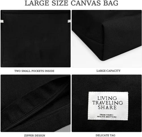 Miniatura 16 de Bolsa de lona con diseño de bolsillo externo, aspecto elegante, correa de hombro ajustable