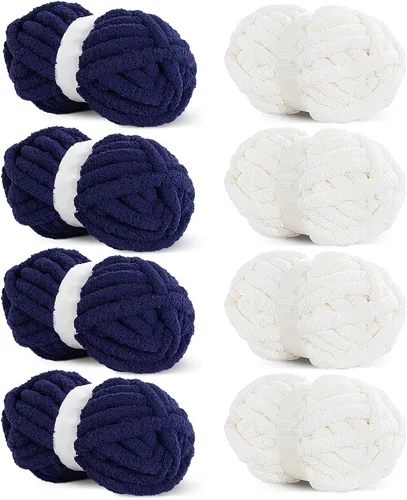 Miniatura 28 de HOMBYS Hilo de felpilla gruesa para tejer a mano, hilo gigante súper voluminoso para tejer a mano, hilo de felpa suave de 3/4 pulgadas de grosor 4