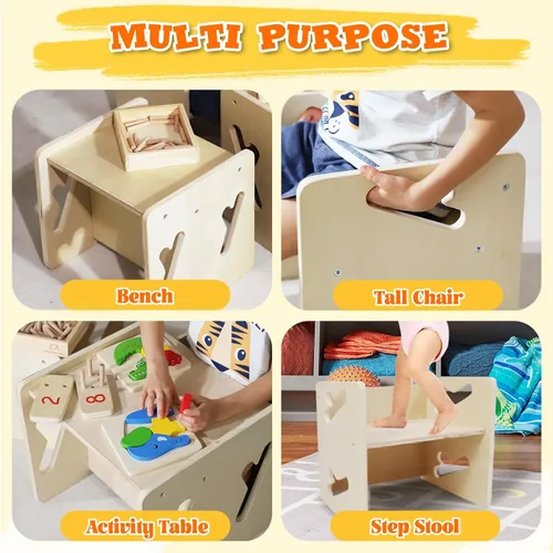 Miniatura 4 de Montessori Mesa y Silla de Destete y Conjunto de Mesa y Silla de Madera Maciza para Niños Pequeños Muebles Montessori para Niños