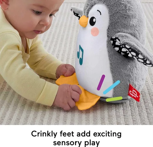 Miniatura 5 de Fisher-Price - Juguete de tiempo boca abajo para bebés con aleta y bamboleo Pingüino, de felpa con música y movimiento para juego sensorial