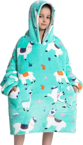 Miniatura 13 de Manta con Capucha Vestible para Niños de 4-12 Años, Manta con Capucha de Animales de Tamaño Grande, Súper Suave, Cómoda, Cálida, Franela de Rainbow