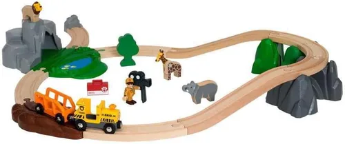 BRIO World 33960 Safari Adventure Set - Juego de tren de juguete de madera con certificación FSC de 26 piezas para niños a partir de 3 años | Juego