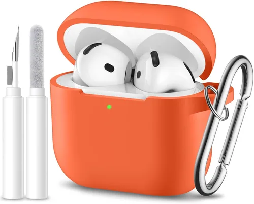 Miniatura 10 de Funda protectora completa de silicona suave para AirPods 4 con llavero y kit de limpieza, compatible con Apple Airpods 4 para mujeres y hombres