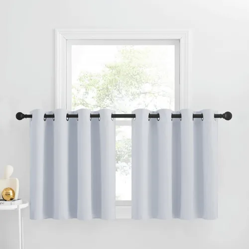 Miniatura 33 de NICETOWN Cortinas opacas de cocina para ventana sobre el fregadero, aislamiento térmico, decoración del hogar, pequeños niveles opacos con ojales
