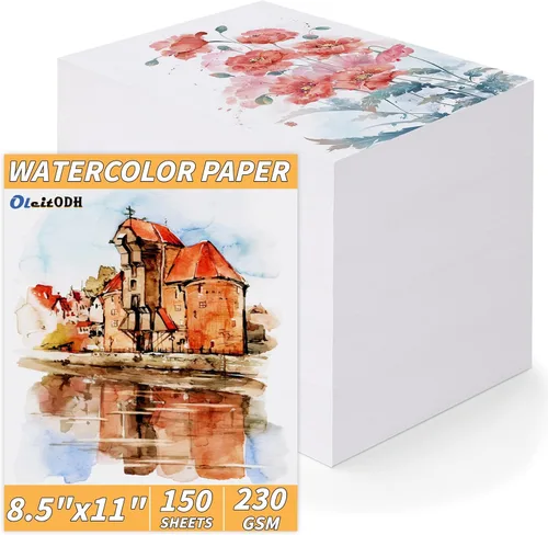 150 hojas de papel de acuarela de algodón a granel - 230GSM Papel de arte - 8.5 x 11 pulgadas Papel para pintar y manualidades, pinturas para dedos,