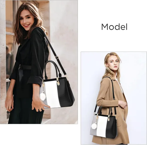 Miniatura 7 de Bolso de mano grande para mujer, bolso cruzado para mujer, costura de color, asa superior, bolso Hobo, 2 piezas