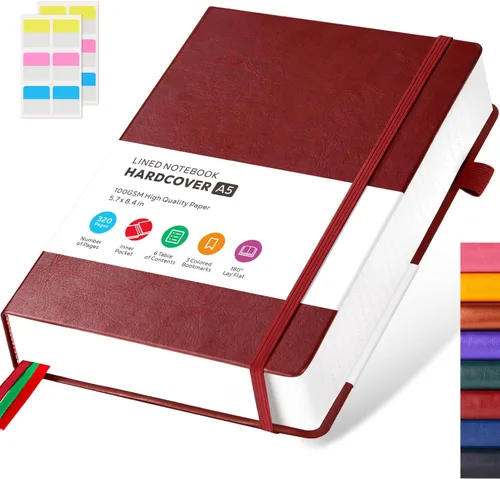 Miniatura 31 de FOCUS DAY Cuaderno de Cuero con Páginas Rayadas, 320 Páginas Cuaderno de Tapa Dura para Escribir y Tomar Notas para Mujeres y Hombres, B5