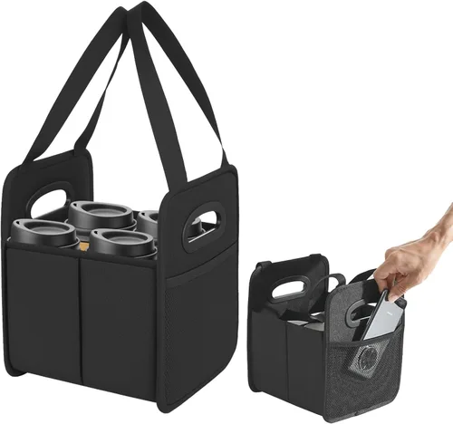 Foyego Porta bebidas de 4 tazas con asa, portavasos reutilizables para bebidas, portátil, plegable, aislante, para taza de café, para entrega y