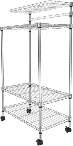 Miniatura 3 de Estante para panaderos con ruedas, carrito de microondas de cocina con almacenamiento, carrito de alambre ajustable de 4 niveles de altura