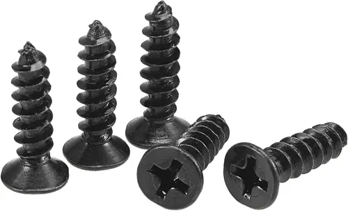 Miniatura 19 de uxcell M3.5 x 12mm Tornillos para madera con cabeza plana Phillips de acero al carbono autorroscantes negros 200 piezas