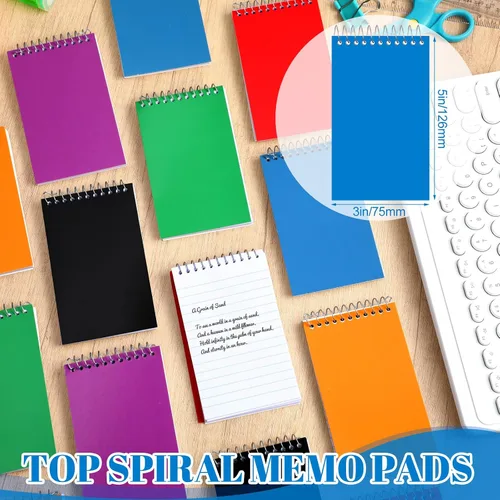 Miniatura 2 de Leelosp Cuadernos pequeños en espiral de 3 x 5 pulgadas, bloc de notas de bolsillo con 75 hojas cada uno, mini blocs de espiral superior para notas