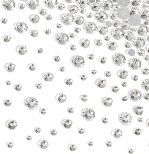 Miniatura 6 de Beadsland Diamantes de imitación para maquillaje, 8 tamaños, 2500 unidades de diamantes de imitación de cristal con parte trasera plana, gemas