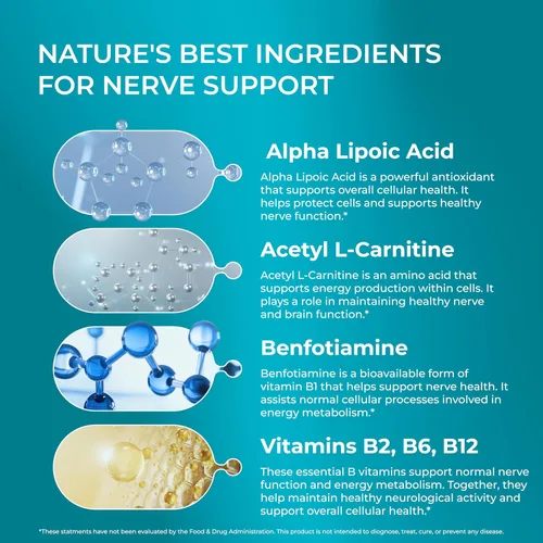 Miniatura 4 de PUREHEALTH RESEARCH Nerve Regen Formula - Suplemento de apoyo nervioso para pies y manos - con ácido alfa lipoico ALA, benfotiamina, acetil