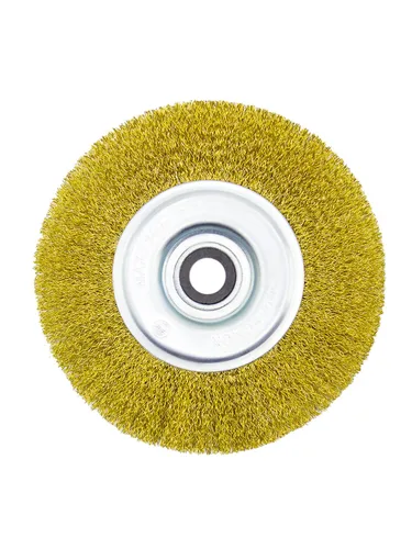 Cepillo de rueda de alambre de banco de 6 pulgadas, alambre de acero prensado grueso, 0.012 pulgadas con eje de 5/8 pulgadas para amoladora de banco