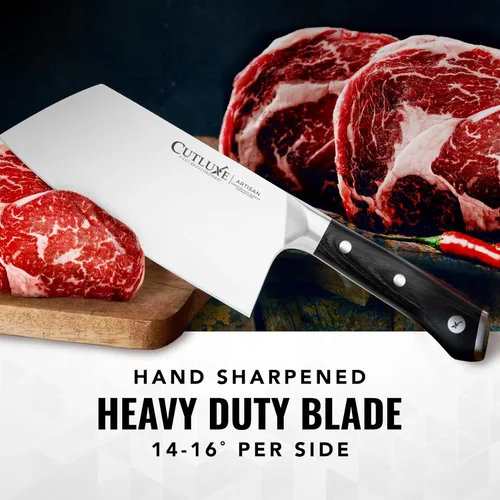 Miniatura 3 de Cutluxe Cuchillo Hendedor de Carne - Cuchillo Hendedor de Carnicero Pesado de 7", Hoja de Acero Alemán Extremadamente Afilada, Espiga Completa