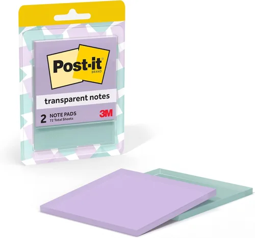 Miniatura 13 de Post-it Notas transparentes, 2.8 pulgadas x 2.8 pulgadas, notas adhesivas transparentes, suministros de regreso a la escuela, productos de oficina