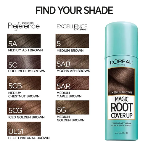 Miniatura 10 de L'Oreal Paris - Tintura temporal en aerosol Magic Root Cover Up para cubrir canas, color marrón medio, 4 onzas (paquete de 2)