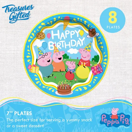 Miniatura 2 de Treasures Gifted Platos de postre de Peppa Pig con licencia oficial, platos de fiesta de Peppa Pig de 8 a 7 pulgadas, suministros para fiesta