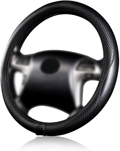 Flying Banner Fundas para volante de automóvil, de piel sintética, anillo de masaje resistente, antideslizante, deportivo, 15 pulgadas (negro negro)