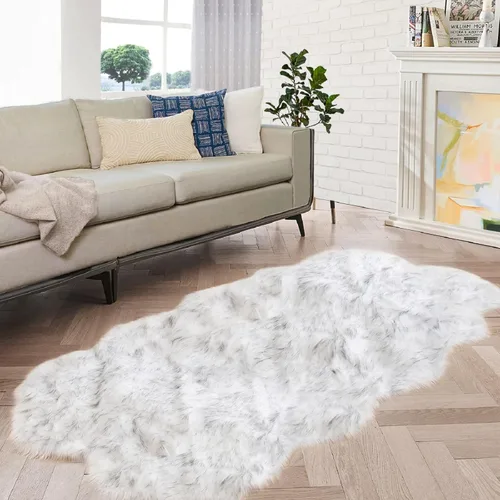 Miniatura 59 de ORINOVA Alfombras de pelo sintético lavable de color gris plateado claro para dormitorio, alfombra de felpa para sala de estar, alfombra