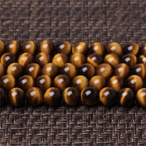 Miniatura 2 de Cuentas redondas de ojo de tigre amarillo, de grado AAA de 0.157 in a 0.551 in, piedras preciosas amarillas para hacer joyas (HY2), 4mm