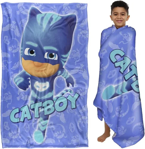LOGOVISION PJ Masks - Manta de personaje Catboy para niños, manta sedosa al tacto, 36 x 58 pulgadas