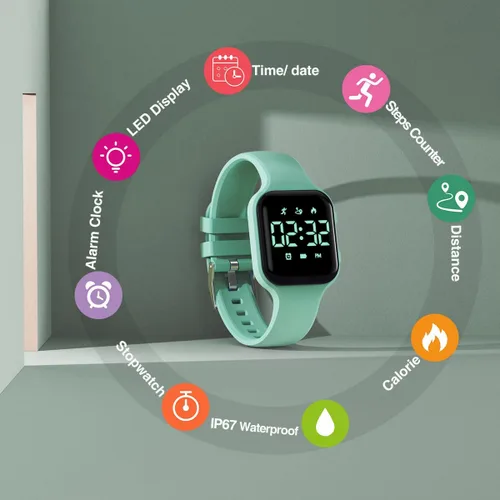 Miniatura 6 de Reloj de contador de pasos para niños, podómetro digital, reloj de pulsera con rastreador de fitness, reloj deportivo impermeable, para niños, niñas