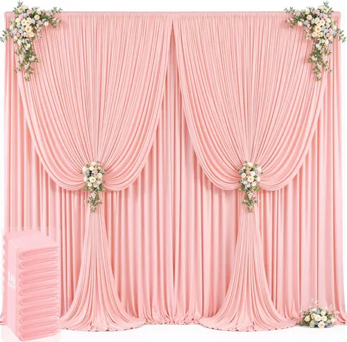 Miniatura 49 de 20 pies x 12 pies Cortinas de Telón de Fondo Azul Bebé Sin Arrugas para Bodas y Fiestas, Telón de Fondo de Tela Azul, Cortinas para Bodas