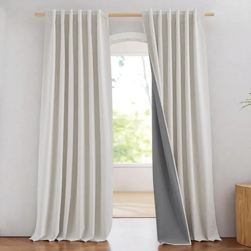 Miniatura 88 de NICETOWN Cortinas 100% opacas de 63 pulgadas de largo, 2 paneles de cortinas cortas con aislamiento térmico con forro para dormitorio, cortinas