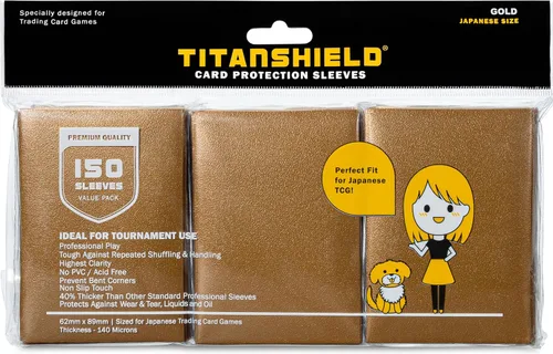Miniatura 14 de TitanShield (150 funda/amarillo) - Fundas para tarjetas coleccionables de tamaño japonés para Yu-Gi-Oh, Cardfight! Vanguard y más