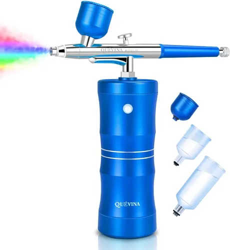 Miniatura 12 de Quevina - Kit de aerógrafo inalámbrico, compresor de pistola de cepillo de aire de maquillaje de mano, aerosol para reposteria para mejora