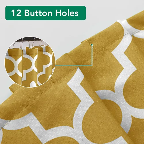 Miniatura 3 de Biscaynebay Cortina de ducha de tela texturizada 72" X 72", de oro con perlas de Marruecos impresas, cortina de baño de hotel de lujo de calidad
