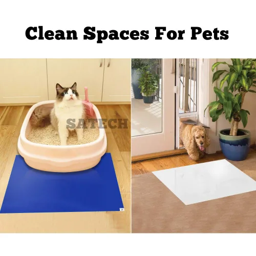 Miniatura 6 de SATECH Alfombrilla adhesiva/pegajosa/adhesiva de 18 x 36 pulgadas azul (caja de 4 alfombrillas, 30 hojas cada una) para salas blancas, laboratorios