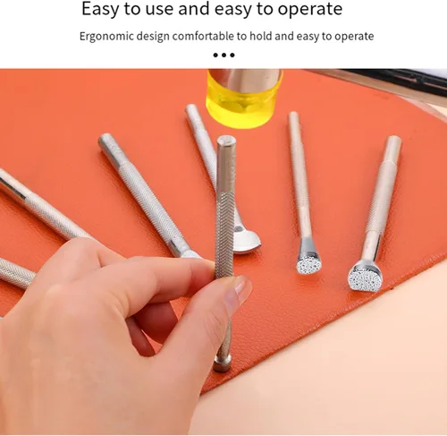 Miniatura 3 de Paquete de 3 sellos de cuero herramienta de estampado de cuero para trabajo de cuero, herramientas de artesanía de cuero, kit de estampado de fondo