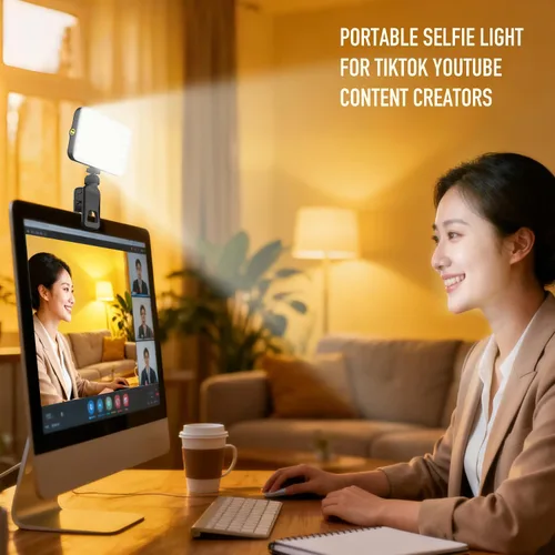 Miniatura 9 de 91 LED cargador portátil selfie luz videoconferencia iluminación with Clip & Camera Tripod Adapter, Rechargeable 2000mAh, CRI 96+, 4 Light Modes