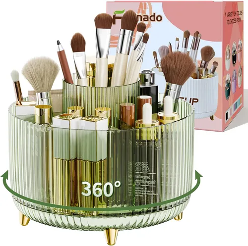 Miniatura 10 de fanado Organizador de brochas de maquillaje giratorio de 360°, organizadores de maquillaje para encimera, organización de maquillaje