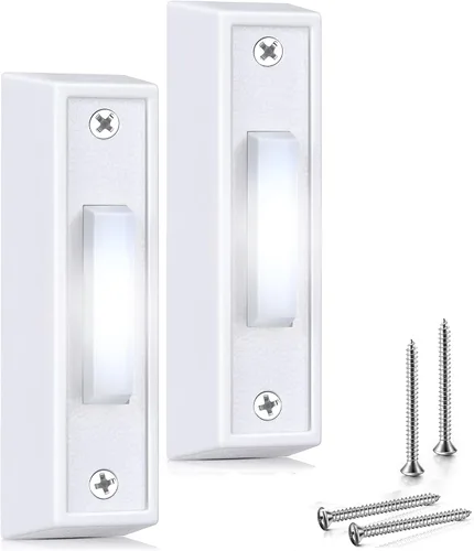 Miniatura 16 de Saillong 1 botón de timbre iluminado, botón de timbre con cable, timbre de repuesto montado en la pared de garaje con luz LED compatible con la luz