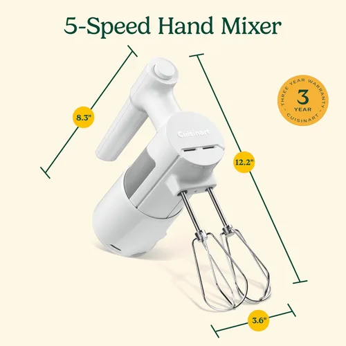 Miniatura 7 de Cuisinart Batidora de mano de 5 velocidades, HM-150, color blanco
